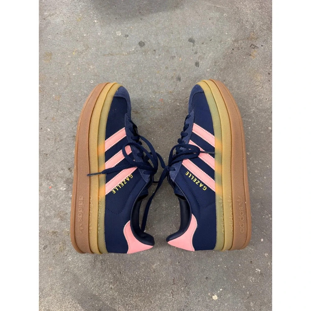 Adidas Gazelle Bold Navy Pink Platform Sneakers ID6991 Womens 7.5